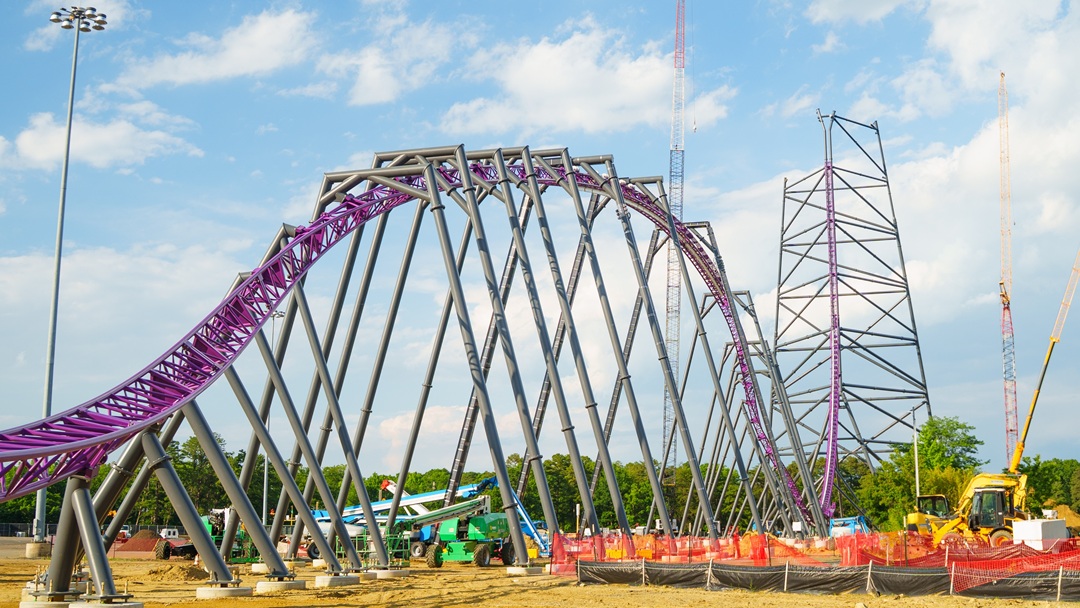 Six Flags Great Adventure’s Project Purple Becomes Park’s Tallest Structure at 315 Feet