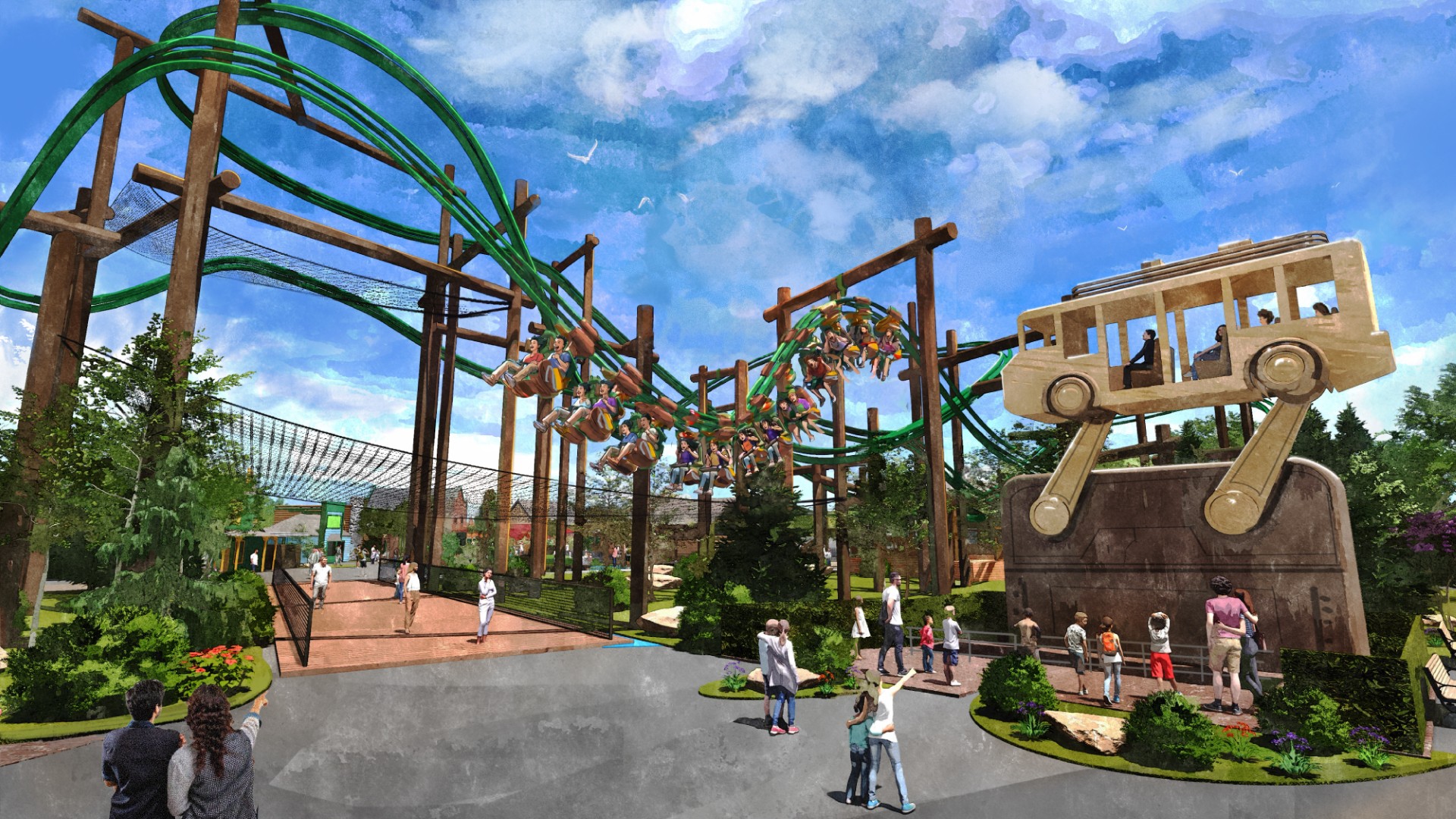 Six Flags Great America Announces Camp Timber Trail for 2027 with new Sky Hawk Family Coaster